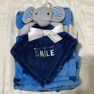 Baby Gear 2 PC Set Blanket + Elephant Lovey Security Plush Squeaker Blanket Toy